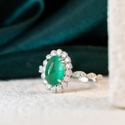 Natural Emerald Diamond Ring D1.63ct d0.392ct. 18K